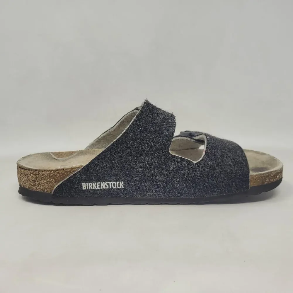 Birkenstock Arizona Sandals EU41 US8.5 Rivet Wool Felt Doubleface Gray Slip On